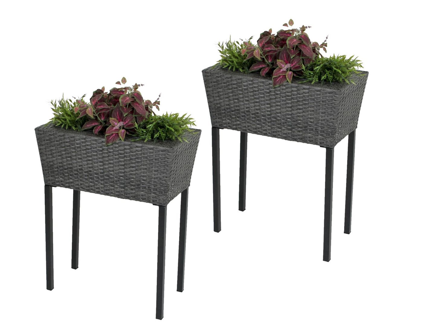 Garden Pleasure Hochbeet (2 St), 2x Hochbeet Blumentopf Pflanzkübel Blumenkübel Terrasse Rattan Optik von Garden Pleasure