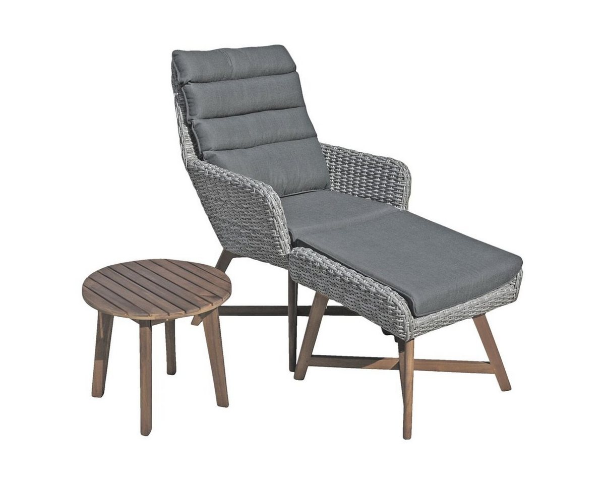 Garden Pleasure Loungeset Calvia, (3-tlg), Gartensessel mit Hocker und Beistelltisch von Garden Pleasure