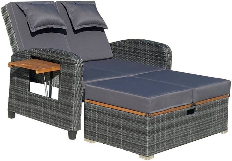 Garden Pleasure Multifunktionsliege Funktionssofa »BARI«, ausziehbarer Tisch, inkl. Auflage, Stahl, verstellbare Rückenlehne, L: 136 cm von Garden Pleasure