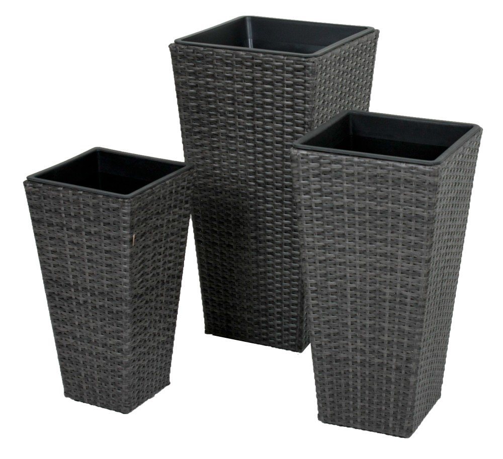 Garden Pleasure Pflanzkübel (3 St), 3er Set Rattan Pflanzschaletopf Pflanzschale Übertopf Kübelkübel von Garden Pleasure