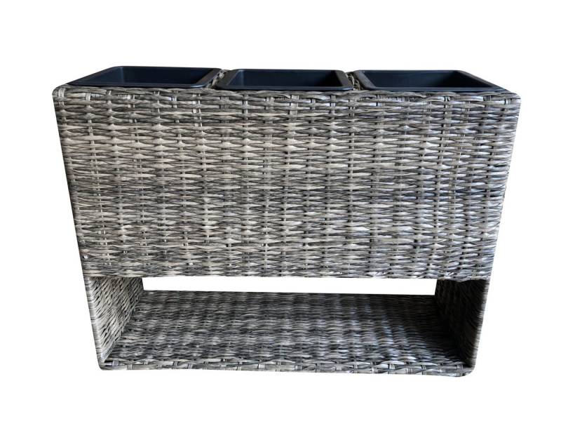 Garden Pleasure Pflanzkübel (1 St), Polyrattankasten 3 Pflanztöpfen Pflanzkasten Balkonkasten Pflanztopf von Garden Pleasure