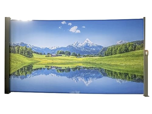 Garden Pleasure Seitenmarkise Motiv Bergsee Silbergrau 160x300 Markise Seite Balkon Sichtschutz von Garden Pleasure