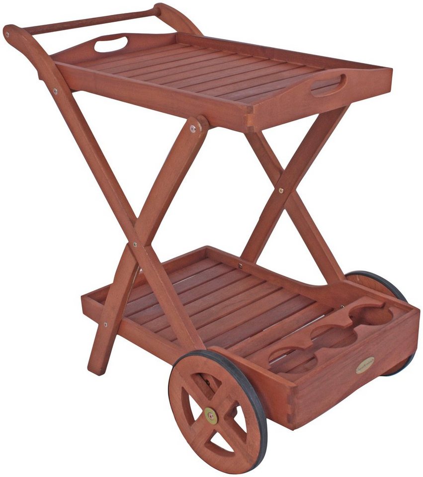 Garden Pleasure Servierwagen Toledo, Eukalyptusholz, 88x54 cm, rollbar von Garden Pleasure