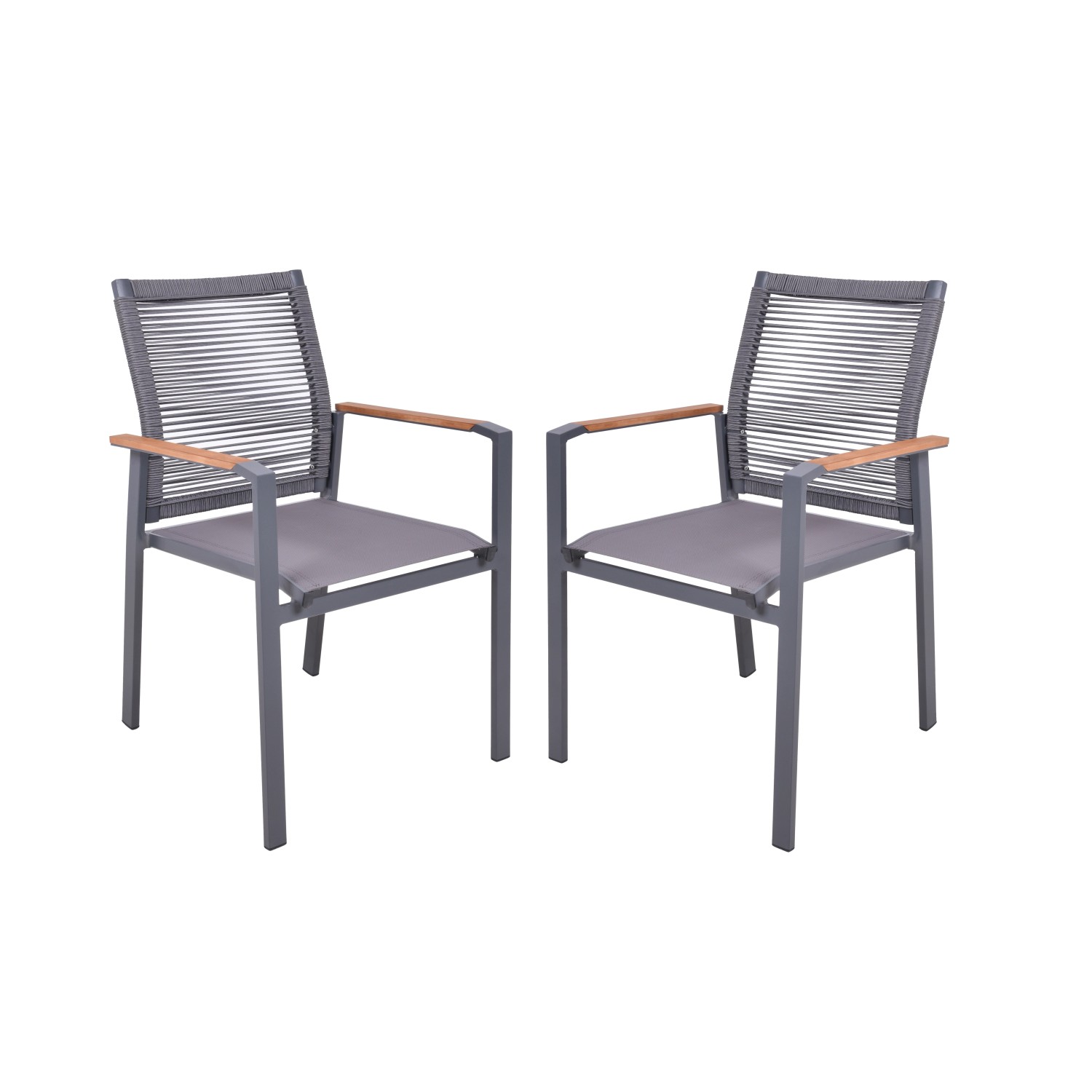 Garden Pleasure Stapelstuhl Davina 2er Set Braun-Anthrazit FSC® von Garden Pleasure