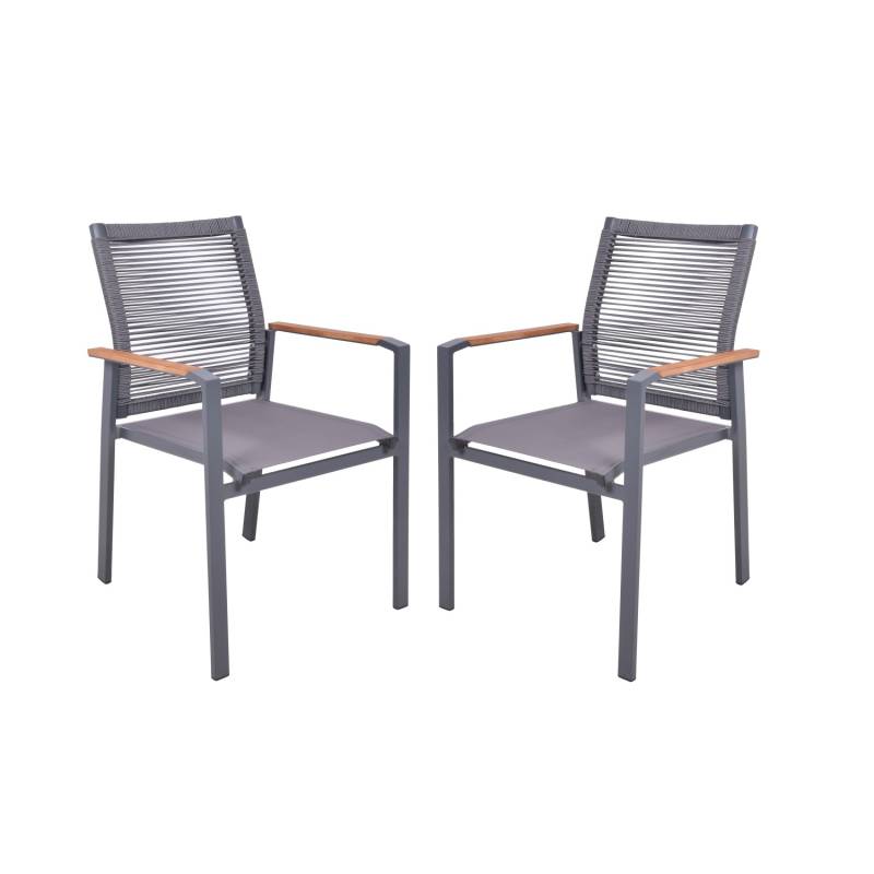 Garden Pleasure Stapelstuhl Davina 2er Set Braun-Anthrazit FSC® von Garden Pleasure