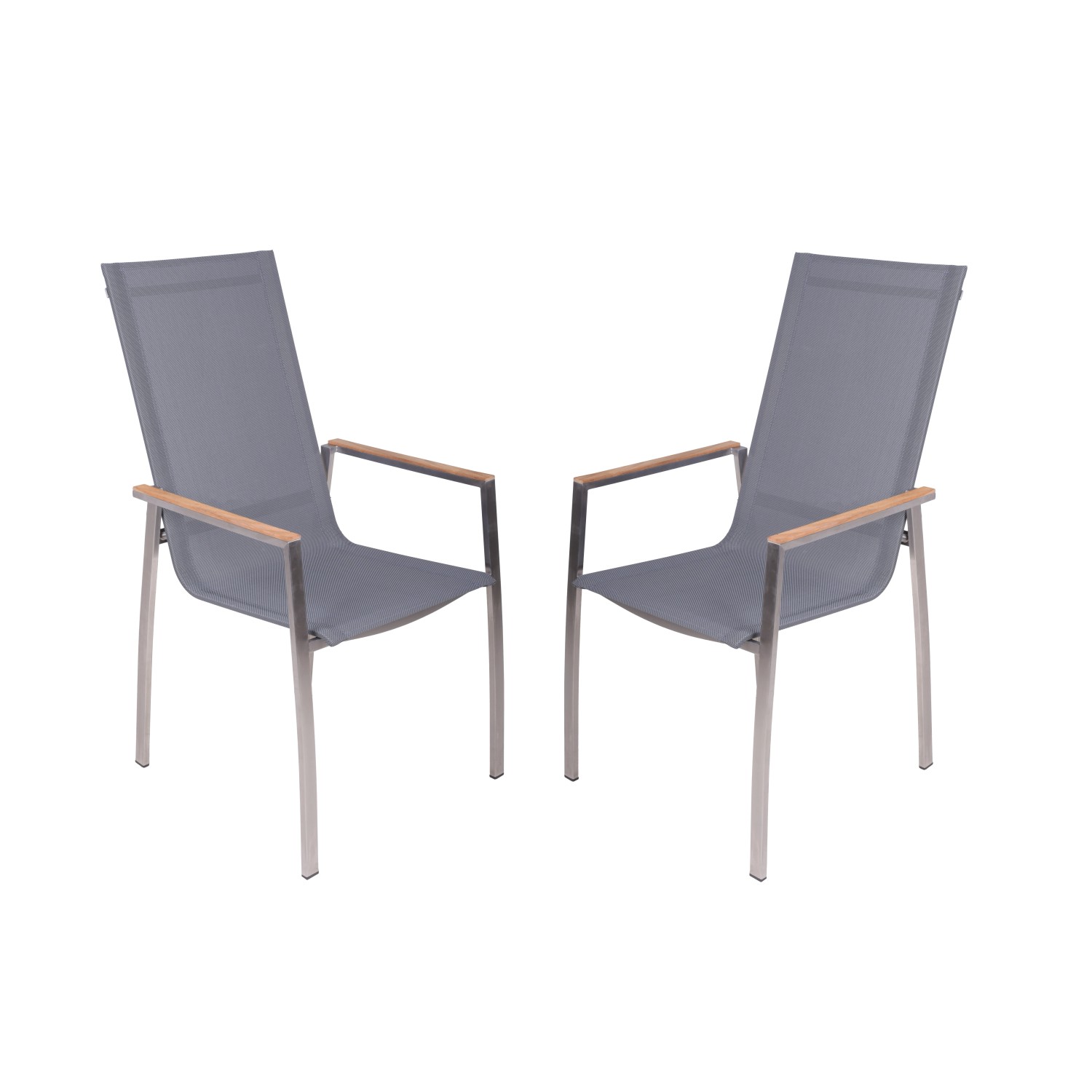 Garden Pleasure Stapelstuhl Pavia 2er Set 103 x 61 x 56 cm Grau-Schwarz FSC® von Garden Pleasure