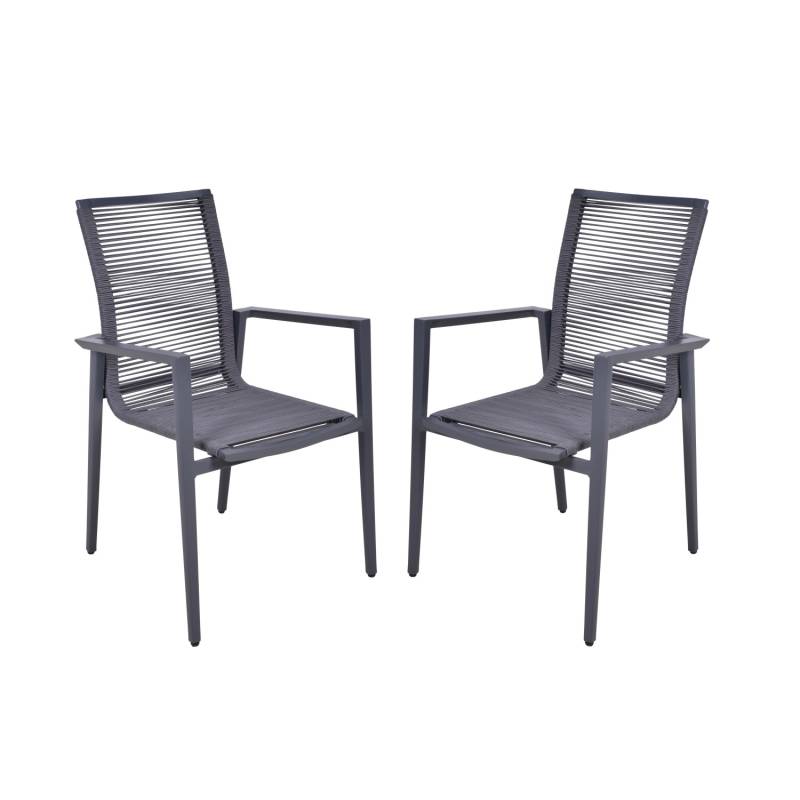 Garden Pleasure Stapelstuhl Silea 2er Set 85 cm x 56 cm x 60 cm Anthrazit von Garden Pleasure