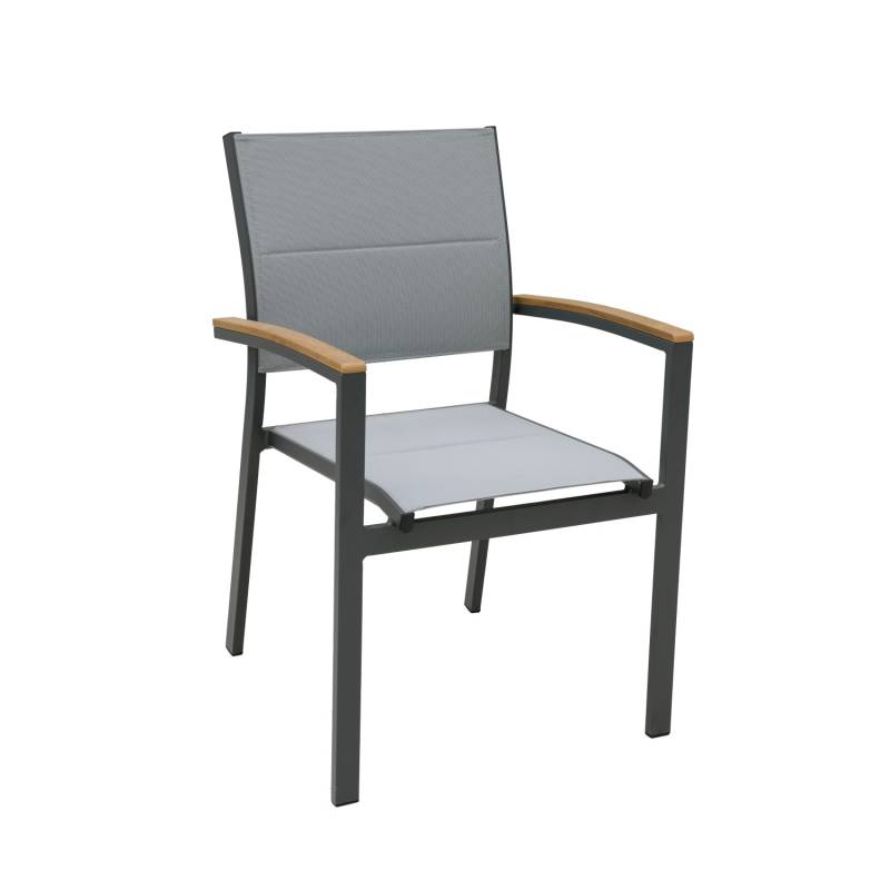 Garden Pleasure Stapelstuhl Silea 2er Set 86 cm x 58 cm x 56 cm Grau-Schwarz von Garden Pleasure