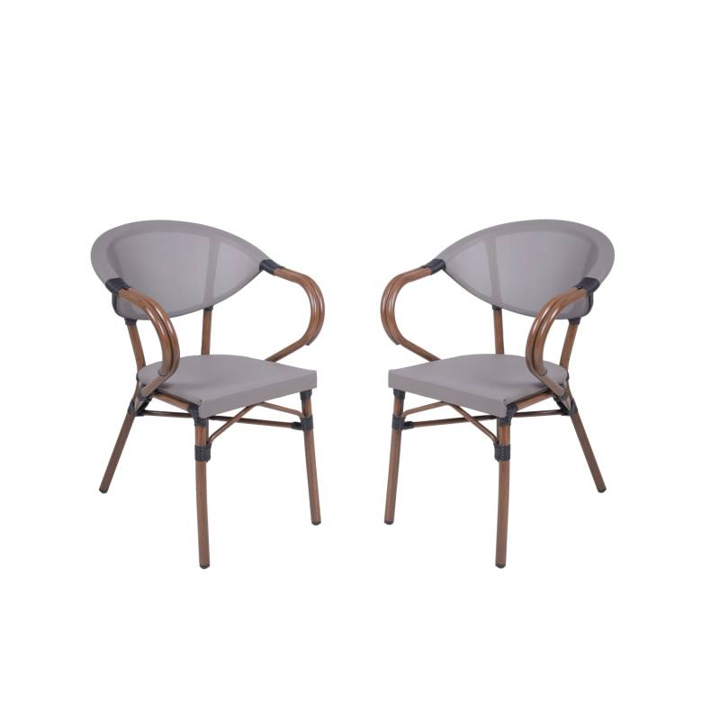 Garden Pleasure Stapelstuhl Toskana 2er Set 82 cm x 58 cm x 55 cm Grau-Braun von Garden Pleasure