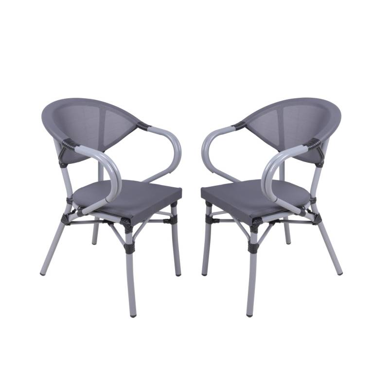 Garden Pleasure Stapelstuhl Toskana 2er Set 82 cm x 58 cm x 55 cm Grau-Schwarz von Garden Pleasure