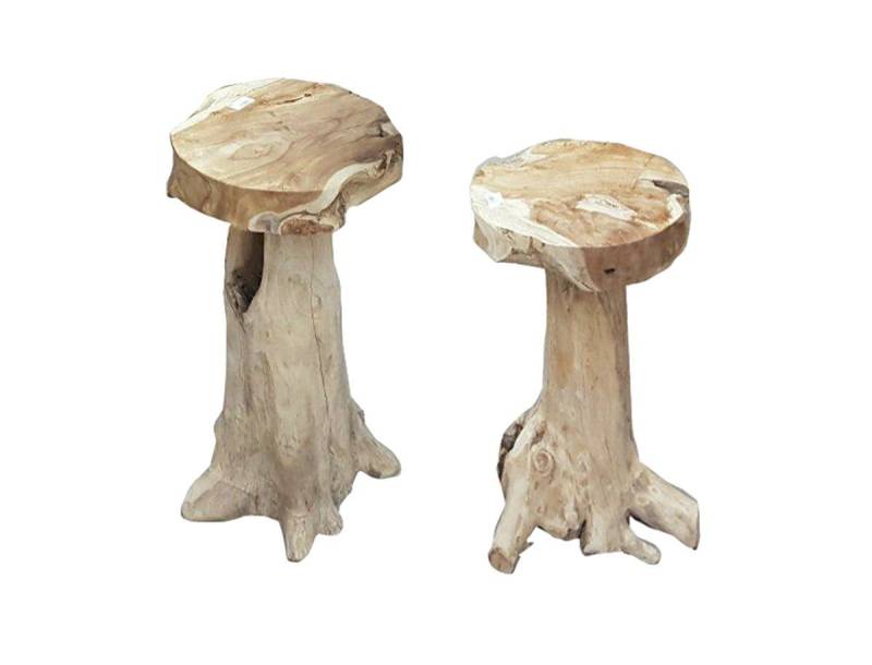 Garden Pleasure Stuhl (2 St), Barhocker SURGA 2er Hocker Tresen Bar Hocker Teak Wurzel von Garden Pleasure