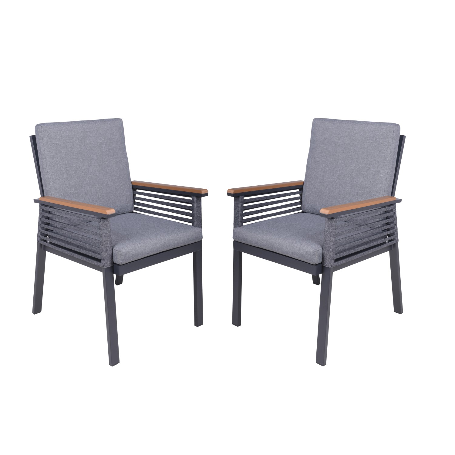 Garden Pleasure Stuhl Denia mit Auflage 2er Set 86 x 56 x 63 cm Dunkelgrau Garden Pleasure Stuhl Denia mit Auflage 2er Set 86 x 56 x 63 cm Dunkelgrau von Garden Pleasure