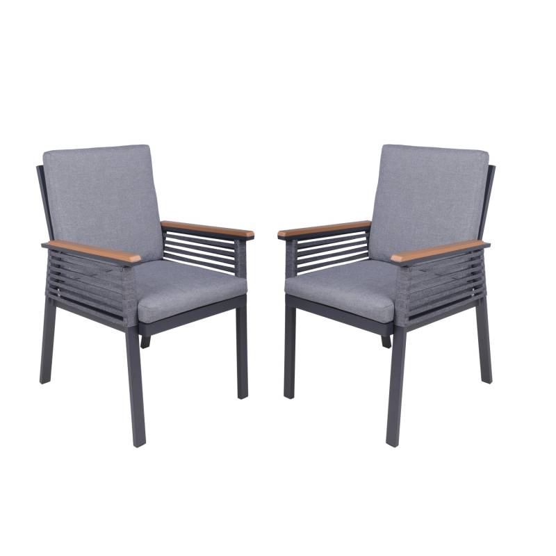 Garden Pleasure Stuhl Denia mit Auflage 2er Set 86 x 56 x 63 cm Dunkelgrau von Garden Pleasure