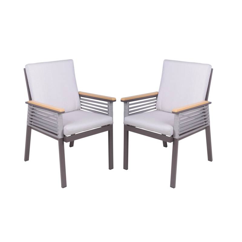 Garden Pleasure Stuhl Denia mit Auflage 2er Set 86 x 56 x 63 cm Hellgrau von Garden Pleasure