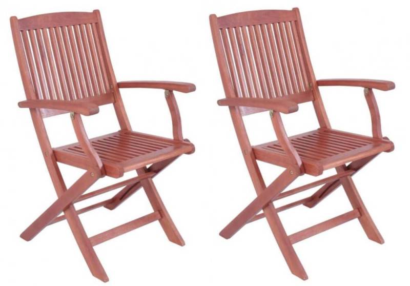 Gartensessel 2er Set Klappsessel mit Armlehne Eukalyptus geölt von Garden Pleasure