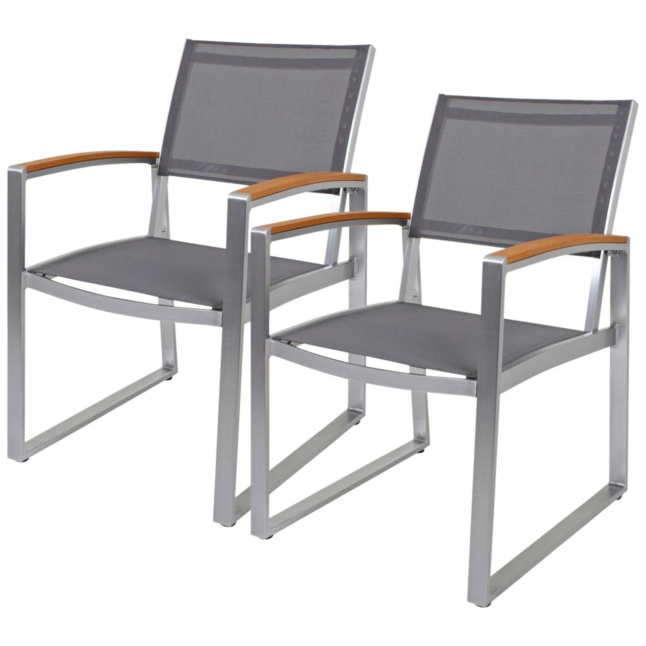Gartenstuhl Gartensessel mit Armlehnen AVA 2er-Set Gestell Aluminium von Garden Pleasure