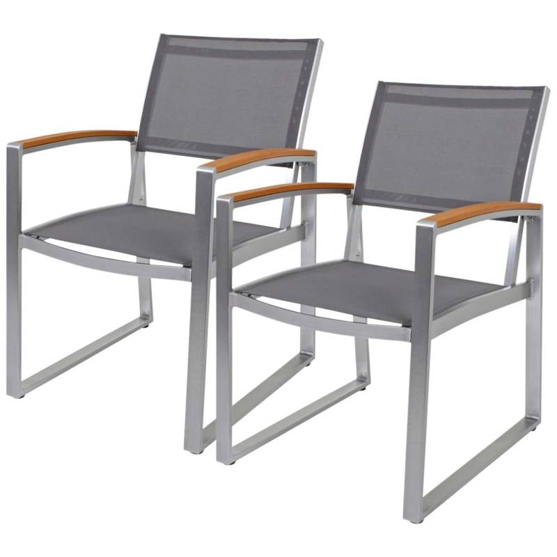 Gartenstuhl Gartensessel mit Armlehnen AVA 2er-Set Gestell Aluminium von Garden Pleasure
