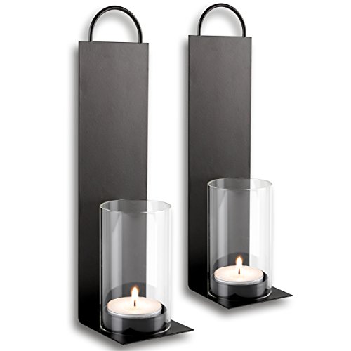 Harms Import 2X Wandkerzenhalter aus Metall mit Windlicht von Garden Pleasure