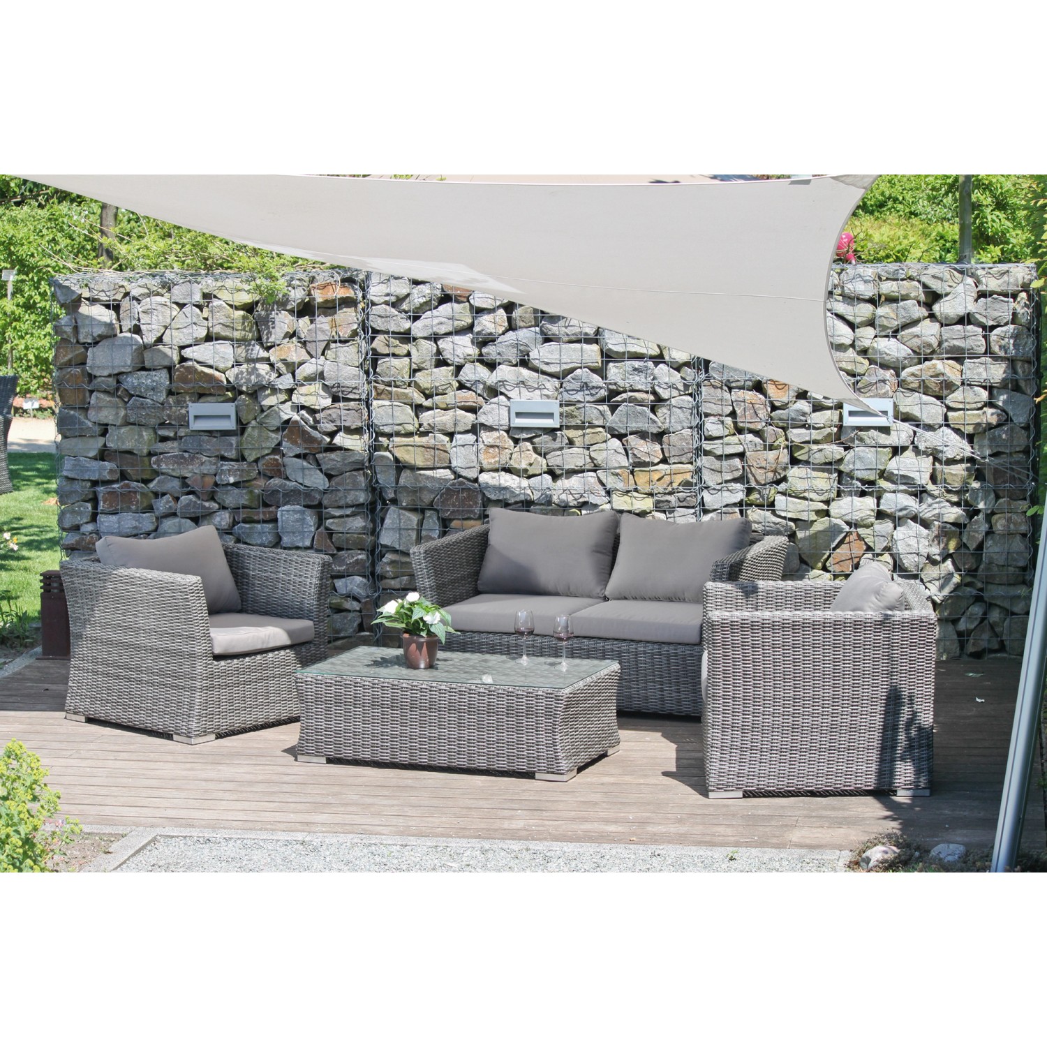 Lounge-Gruppe Avila 4-tlg. Grau von Garden Pleasure