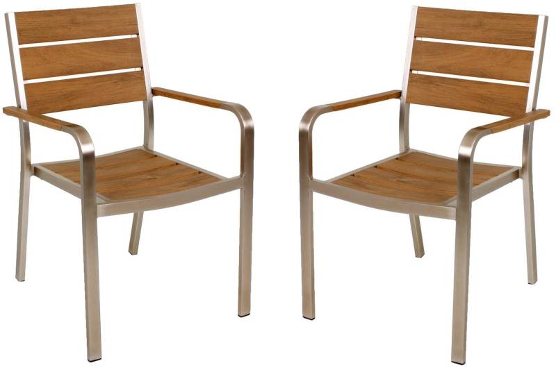 Stapelstuhl FLORENCE 2er Set Aluminium champagner Non-Wood Teak-Optik Stapelstuhl FLORENCE 2er Set Aluminium champagner Non-Wood Teak-Optik von Garden Pleasure
