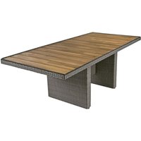 Tisch BRAGA 220 cm, weidengrau mit Holztischplatte - Alu / Kunststoffgeflecht, Akazie FSC 100% 970393 von Garden Pleasure