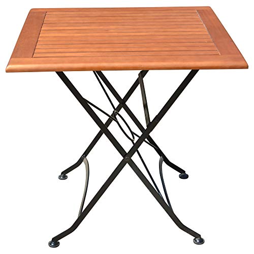 Tisch Wien quadratisch klappbar Braun Holz Metall Garten Gartentisch Esstisch von Garden Pleasure