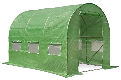 Garden Point Grün Folientunnel Folienhaus Folienzelt Gewächshaus Pflanzenhaus Foliengewächshaus Tomatenhaus 2,5m x 4m x 2 m von Garden Point