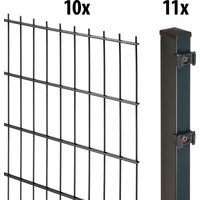 GARDEN N MORE Doppelstabmattenzaun "Excellent" 10 Elemente für 20 m, LxH: 200 x 103 cm, mit 11 Pfosten von Garden 'n' More