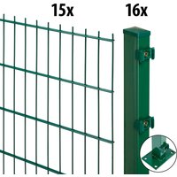 GARDEN N MORE Doppelstabmattenzaun "Excellent" 15 Elemente für 30 m, LxH: 200 x 123 cm, mit 16 Pfosten von Garden 'n' More