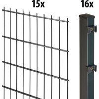 GARDEN N MORE Doppelstabmattenzaun "Excellent" 15 Elemente für 30 m, LxH: 200 x 143 cm, mit 16 Pfosten von Garden 'n' More