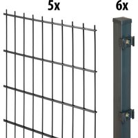 GARDEN N MORE Doppelstabmattenzaun "Standard" 5 Elemente für 10 m, LxH: 200 x 183 cm, mit 6 Pfosten von Garden 'n' More