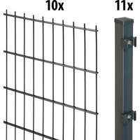 GARDEN N MORE Doppelstabmattenzaun "Standard" 10 Elemente für 20 m, LxH: 200 x 163 cm, mit 11 Pfosten von Garden 'n' More
