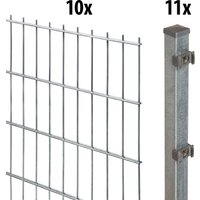 GARDEN N MORE Doppelstabmattenzaun "Standard", 10 Elemente für 20 m, LxH: 200 x 163 cm, mit 11 Pfosten von Garden 'n' More