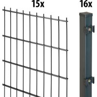GARDEN N MORE Doppelstabmattenzaun "Standard" 15 Elemente für 30 m, LxH: 200 x 123 cm, mit 16 Pfosten von Garden 'n' More