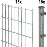 GARDEN N MORE Doppelstabmattenzaun "Standard" 15 Elemente für 30 m, LxH: 200 x 103 cm, mit 16 Pfosten von Garden 'n' More
