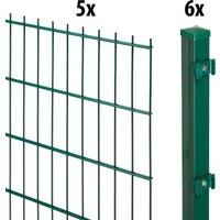 GARDEN N MORE Doppelstabmattenzaun "Standard" 5 Elemente für 10 m, LxH: 200 x 103 cm, mit 6 Pfosten von Garden 'n' More