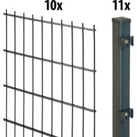 GARDEN N MORE Doppelstabmattenzaun "Standard" 10 Elemente für 20 m, LxH: 200 x 123 cm, mit 11 Pfosten von Garden 'n' More
