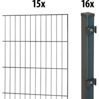 GARDEN N MORE Einstabmattenzaun "Standard", 15 Elemente für 30 m, LxH: 200 x 175 cm, mit 16 Pfosten von Garden 'n' More