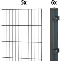 GARDEN N MORE Einstabmattenzaun "Standard" 5 Elemente für 10 m, LxH: 200 x 175 cm, mit 6 Pfosten von Garden 'n' More