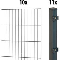 GARDEN N MORE Einstabmattenzaun "Standard" 10 Elemente für 20 m, LxH: 200 x 125 cm, mit 11 Pfosten von Garden 'n' More