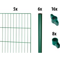 GARDEN N MORE Einstabmattenzaun "mit Rundpfosten" 5 Elemente für 10 m, LxH: 200 x 150 cm, mit 6 Pfosten von Garden 'n' More