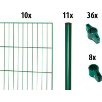 GARDEN N MORE Einstabmattenzaun "mit Rundpfosten" 10 Elemente für 20 m, LxH: 200 x 175 cm, mit 11 Pfosten von Garden 'n' More