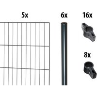 GARDEN N MORE Einstabmattenzaun "mit Rundpfosten" 5 Elemente für 10 m, LxH: 200 x 175 cm, mit 6 Pfosten von Garden 'n' More