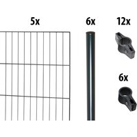 GARDEN N MORE Einstabmattenzaun "mit Rundpfosten" 5 Elemente für 10 m, LxH: 200 x 103 cm, mit 6 Pfosten von Garden 'n' More
