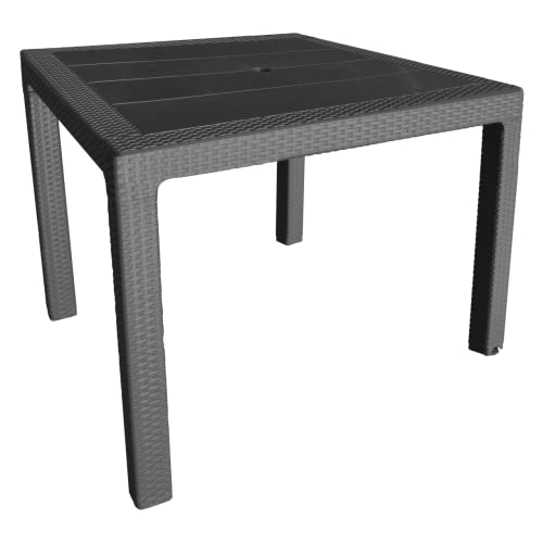 Garden of Life Tisch, elegant, Rattan, 80 x 72 cm Technopolymer + Glasfaser. 80X80X12 cm anthrazit von Garden of Life