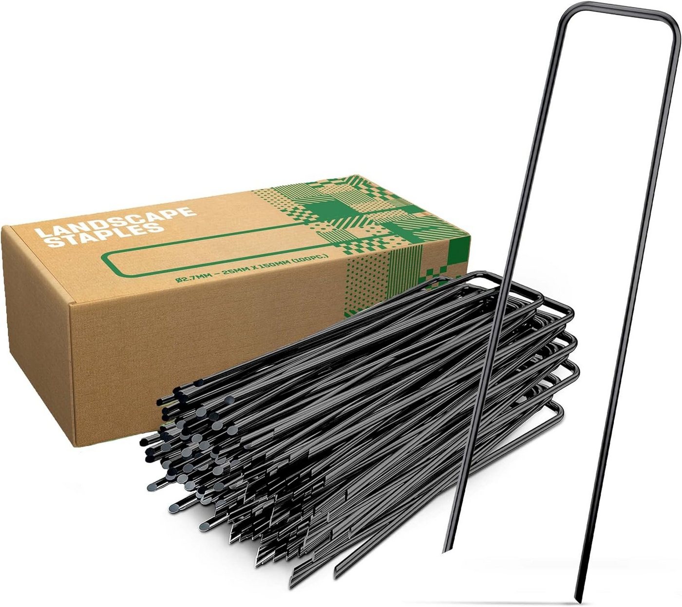 GardenGloss Bodenanker Stahl-Erdanker: Ø2.7mm - 150mm x 25mm für Unkrautvlies, Zaun, Camping, (250-St) von GardenGloss