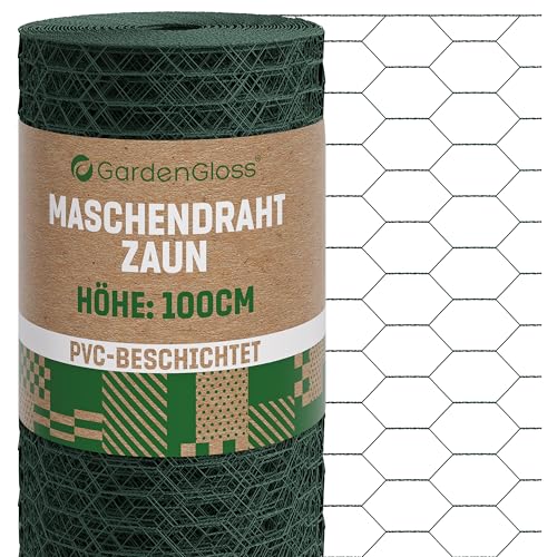 GardenGloss Maschendrahtzaun 100cm Höhe - PVC-Beschichtet Sechseckgeflecht Grobmaschig 25mm x 45mm - Hasendraht Kaninchendraht Kükendraht Zaun Hasenzaun Drahtzaun Kleintierzaun - 100cm Hoch 10m Lang GardenGloss Maschendrahtzaun 100cm Höhe - PVC-Beschichtet Sechseckgeflecht Grobmaschig 25mm x 45mm - Hasendraht Kaninchendraht Kükendraht Zaun Hasenzaun Drahtzaun Kleintierzaun - 100cm Hoch 10m Lang von GardenGloss