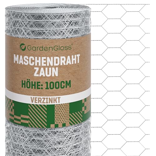 GardenGloss Maschendrahtzaun 100cm Höhe - Verzinkt Sechseckgeflecht Grobmaschig 25mm x 45mm - Hasendraht Kaninchendraht Kükendraht Zaun Hasenzaun Drahtzaun Kleintierzaun - 100cm Hoch 25m Lang GardenGloss Maschendrahtzaun 100cm Höhe - Verzinkt Sechseckgeflecht Grobmaschig 25mm x 45mm - Hasendraht Kaninchendraht Kükendraht Zaun Hasenzaun Drahtzaun Kleintierzaun - 100cm Hoch 25m Lang von GardenGloss