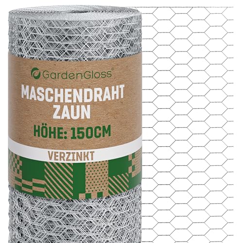 GardenGloss Maschendrahtzaun 150cm Höhe - Verzinkt Sechseckgeflecht Engmaschig 13mm x 25mm - Hasendraht Kaninchendraht Kükendraht Zaun Hasenzaun Drahtzaun Kleintierzaun - 150cm Hoch 25m Lang GardenGloss Maschendrahtzaun 150cm Höhe - Verzinkt Sechseckgeflecht Engmaschig 13mm x 25mm - Hasendraht Kaninchendraht Kükendraht Zaun Hasenzaun Drahtzaun Kleintierzaun - 150cm Hoch 25m Lang von GardenGloss