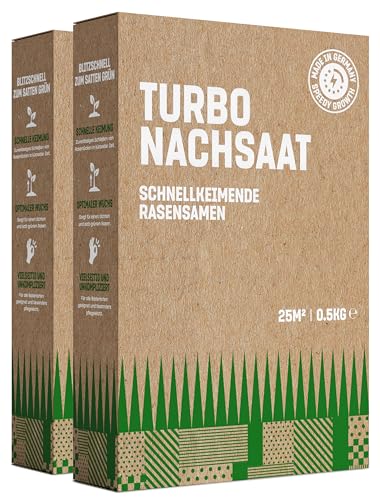 GardenGloss Rasensamen Schnellkeimend Sommer 1kg - Made in Germany - 50m2 Fläche Rasen - Grassamen Turbo Nachsaat und Neuanlage - Rasennachsaat von GardenGloss